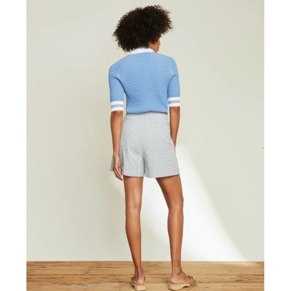VERONICA BEARD Shorts Women sz 16 Blue White Stripe ALICIA High Seersucker NWT - Picture 3 of 5